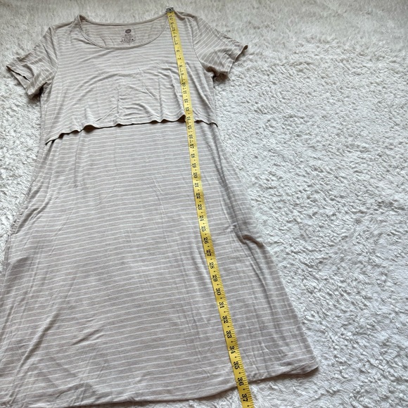 Kindred Bravely Eleanora Bamboo Maternity Nursing Dress M Oatmeal Stripe Beige - Picture 11 of 11